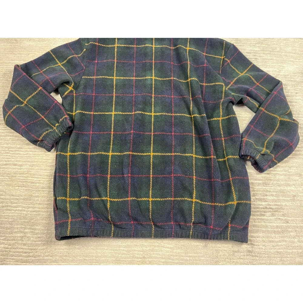 Boca Classics Fleece Pullover Mens XL Green Plaid Quarter‎ Zip Mock Neck Outdoor